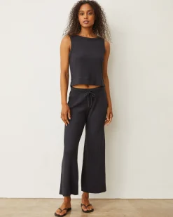 MONROW Waffle Boxy Tank FADEDBLACK Sale